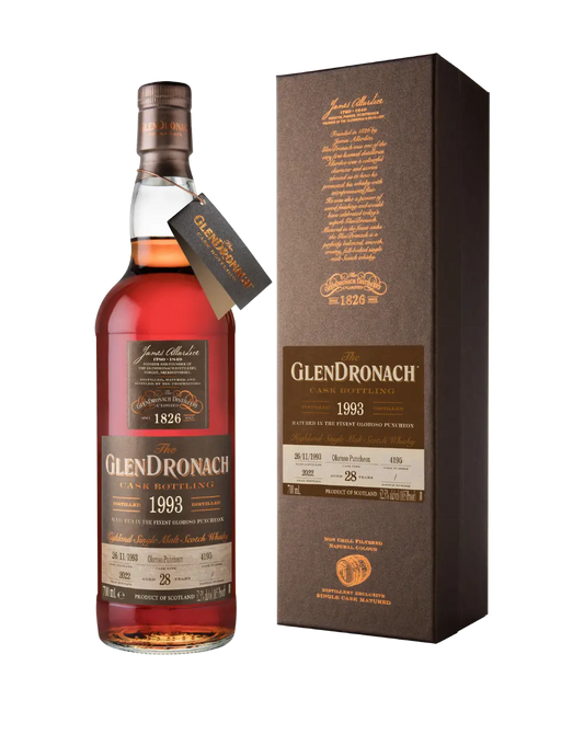 glendronach 28 year old, 1993 cask #4195 single malt scotch whisky